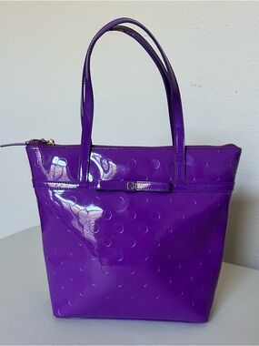 Kate Spade Purple Patent Polka Dot Tote Bag